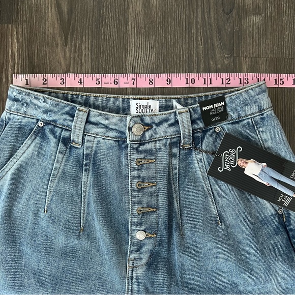 Simple Society NEW Mom Jean Highrise Roll Cuff Button Fly Jeans - Picture 16 of 16